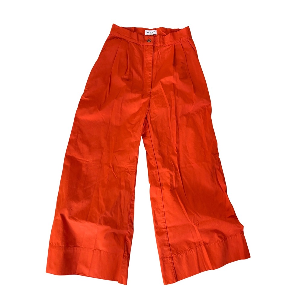 WRAY Orange Poplin wide leg Pants Size 4 Cotton